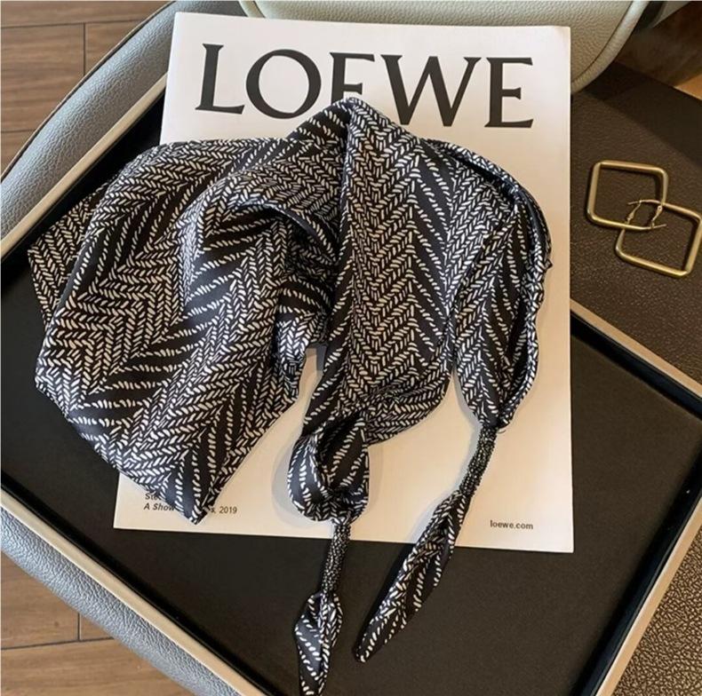 Elegant Black Striped Silk Tie Waist Triangle Scarf Belt - 2025 Collection