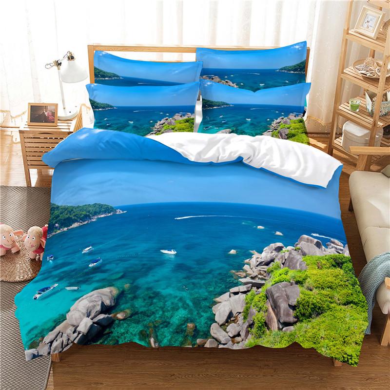Cartoon Beach Car Duvet Cover Set 3d Digital Printing Polyester Comforter Cover King Queen Full Size for Kids Girls Bedding Set