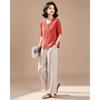 EST+II Summer Embroidered Shirt & Wide-Leg Pants Set