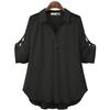 Women's clothing Japanese spring and autumn new long-sleeved shirt large size loose and thin medium and long versatile top