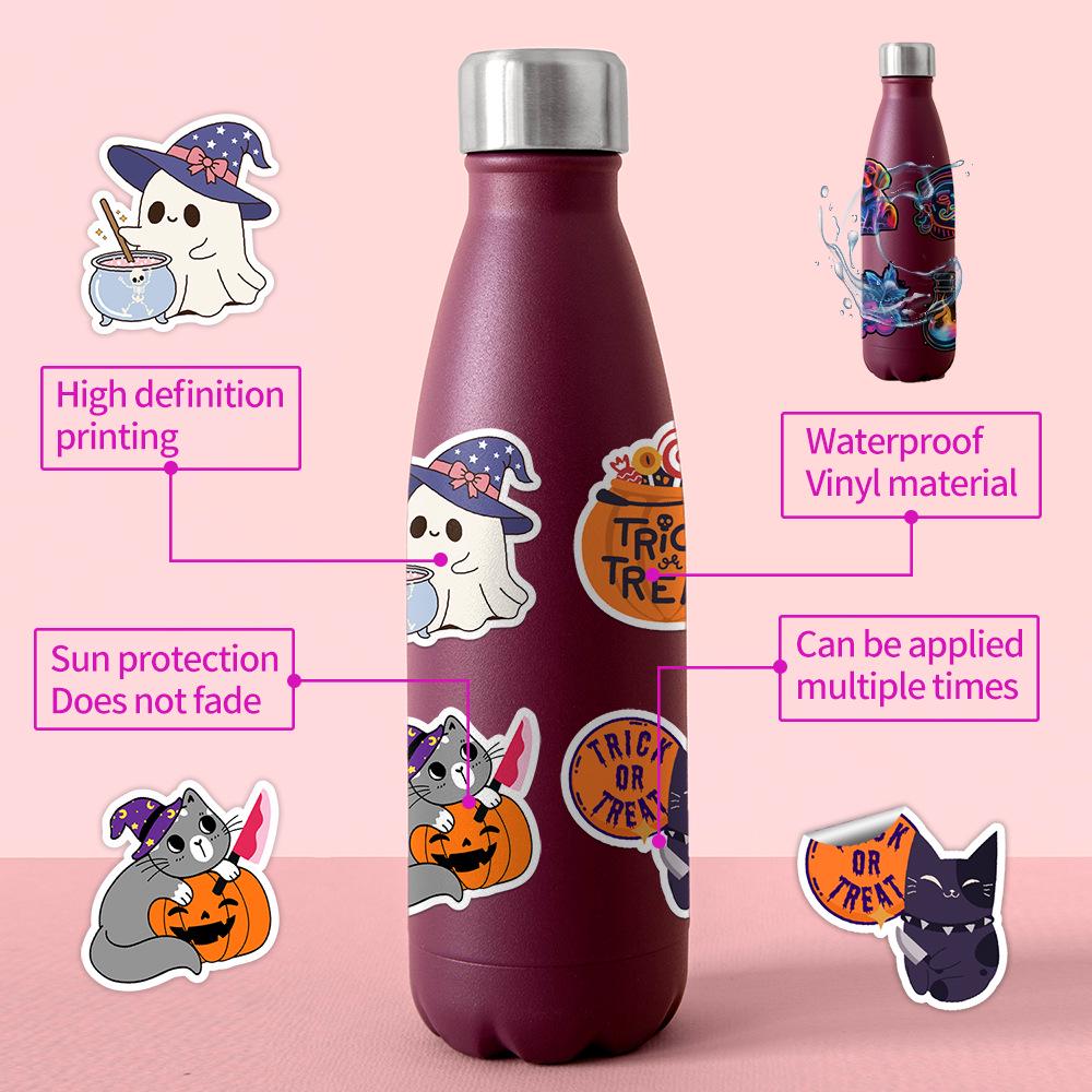 50pcs Halloween Cartoon Graffiti Waterproof Stickers for Water Bottles & Computers