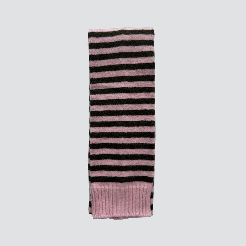 Wool Blended Double Layered Striped Knitted Scarf for Women in Autumn and Winter Sweet and Soft Sleeves Woolen Scarf