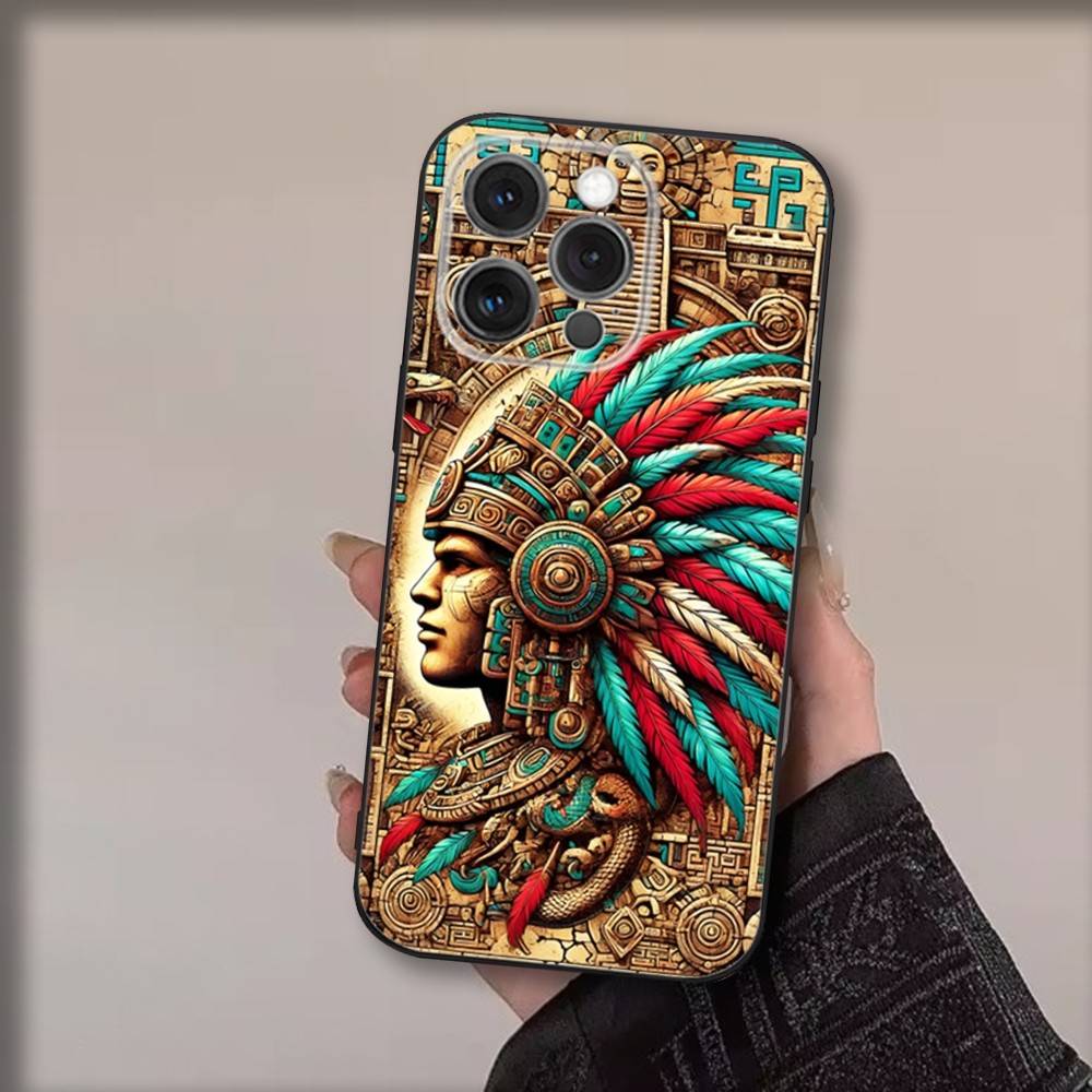 Mayan Calendar Statue Phone Case For iPhone 17,16,15,14,13,12,11,Pro,Max,Plus,Air,X,XS,XR,SE,8,7,Mini,Soft Black Funda
