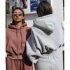 Autumn & Winter Women's Casual Solid Sweatshirt and Long Pants Set