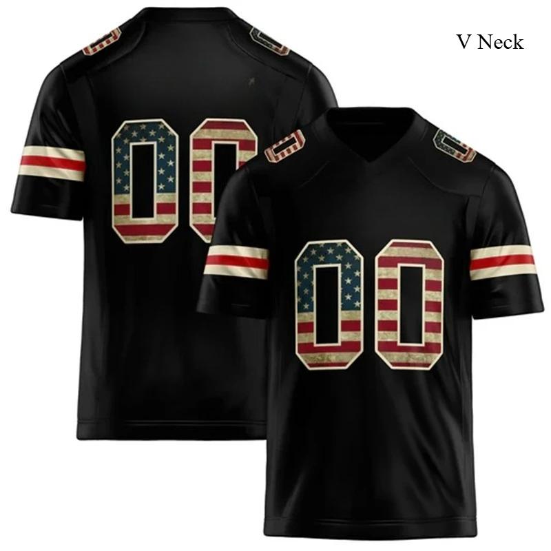 Rugby T-shirt Personalized V Neck Black Mens Sports T Shirt Loose Quick Dry Team Uniforms
