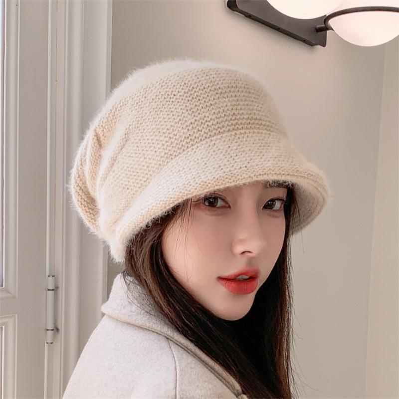 Fashion Winter Hat Real Rabbit Fur Winter Knitted Hats For Women Winter Warm Beanie Hats Women Solid Adult Cover Head Cap