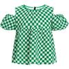 Little MO&Co. Girls' Checkered Off-Shoulder Short Sleeve Top