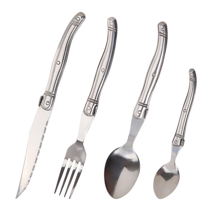Stainless Steel Knife, Fork, and Spoon Set - French Western Tableware for Hotels and Homes