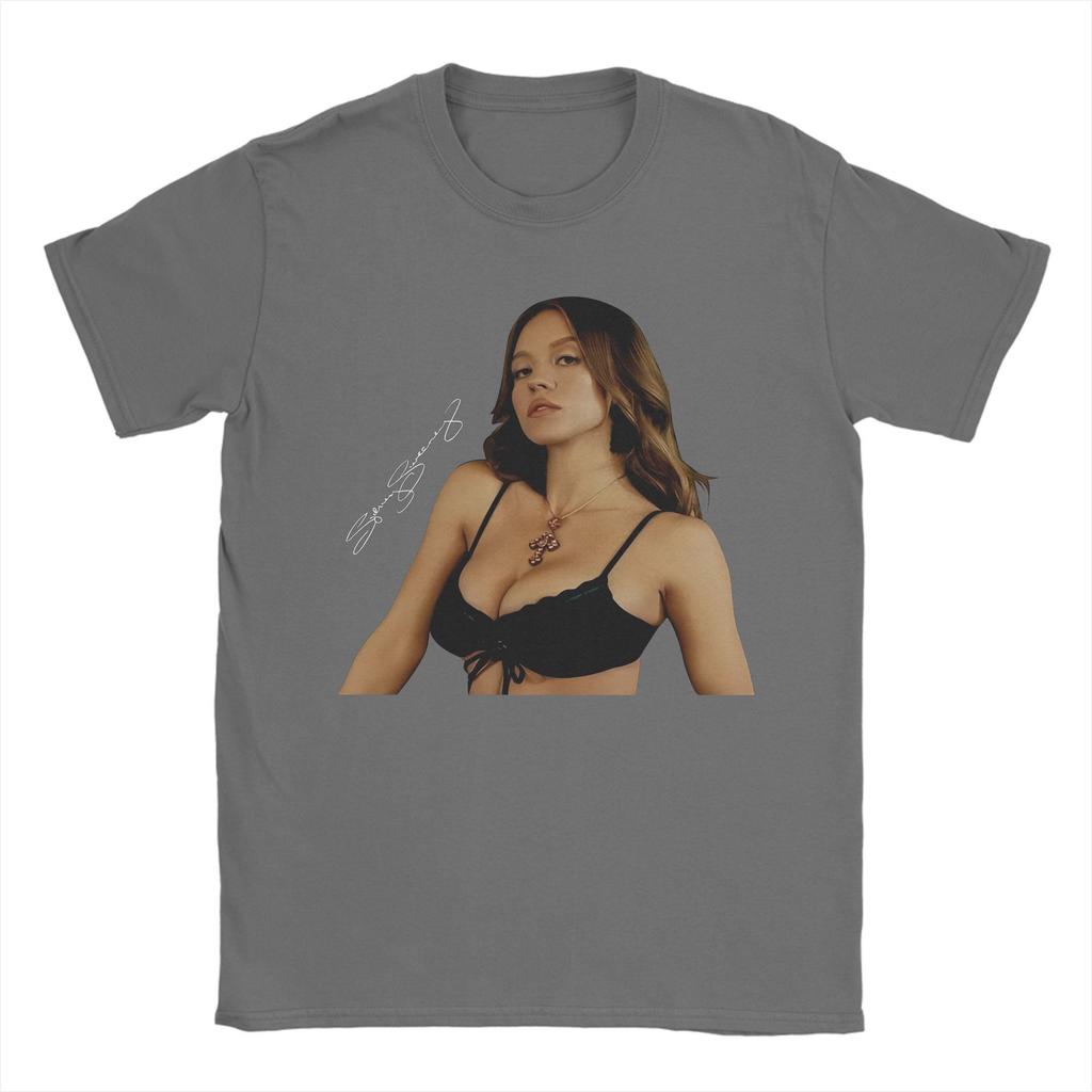 Sydney Sweeney Wear T-Shirts for Men  Awesome Cotton Tee Shirt Round Collar Short Sleeve T Shirt Plus Size Clothes