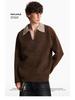 Men's High-End Old Money Style V-Neck Polo Knit Sweater for Autumn/Winter