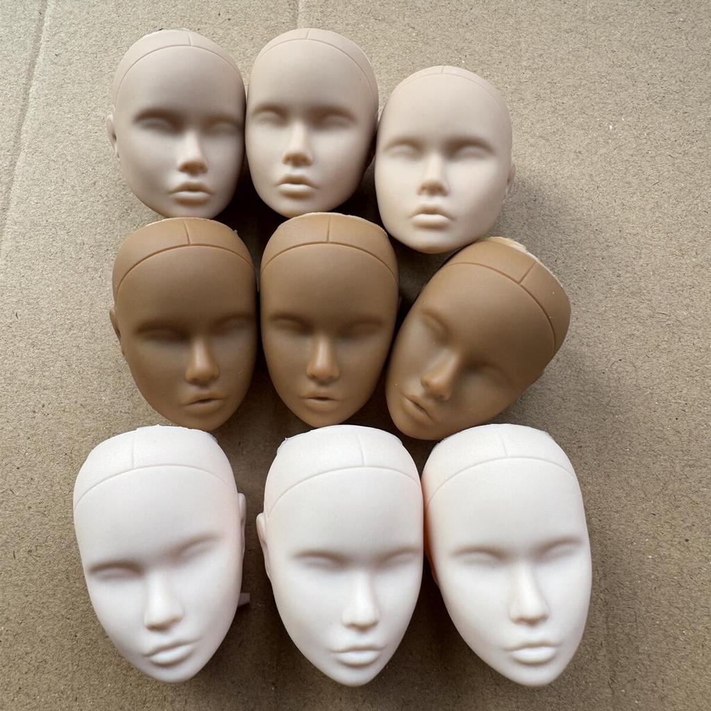 Poppy Blank Face Doll Heads DIY Practice Make-up Bald 1/6 Head Parts For Crafting And Doll Making Cream White Beige Skin Tone