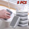 5PCS Home Double-sided Sponge Wipe Gray Dirt-resistant Scouring Pad Kitchen Stain Sponge Wipe Professional Cleaning Supplies