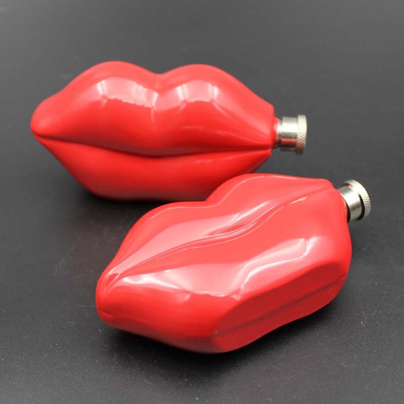 5 Oz Banana Stainless Steel Hip Flask Portable Red Lip Metal Liquor Whiskey Alcohol Pocket Hidden Flask Containers For Camping