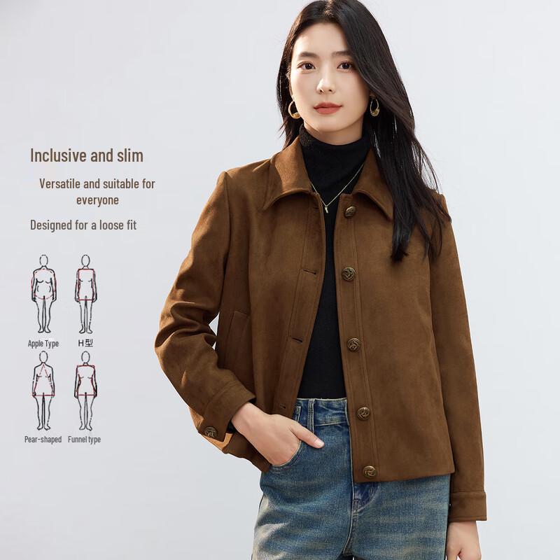 Women's Versatile Faux Suede Lapel Jacket