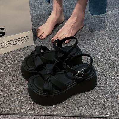 2025 Summer New Women's Shoes with Bow Sweet Cool Slippers Foreign Trade Korean Version Platform Sandals