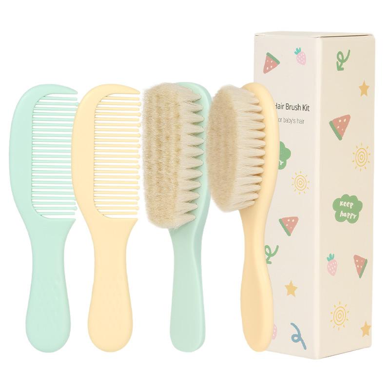 Sada kartáče a hřebenu na měkké vlasy z vlny Nejjemnější štětiny Kartáč na dětské vlasy Kartáč na masáž těla kojence Uklidňující kartáč do vany Cestovní výbava