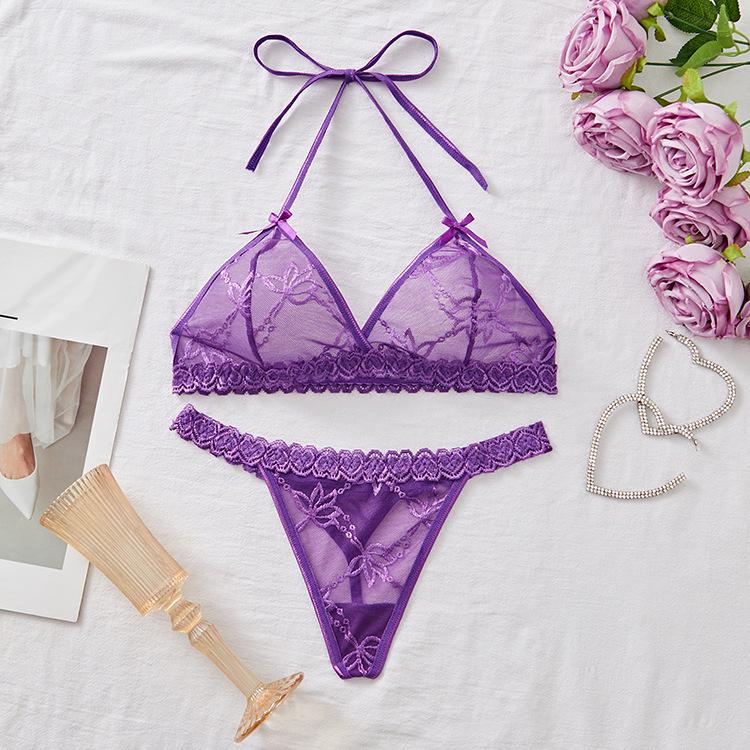 European & American Bare Buttocks Backless Lace See-Through Sexy Lingerie Set 8811C.