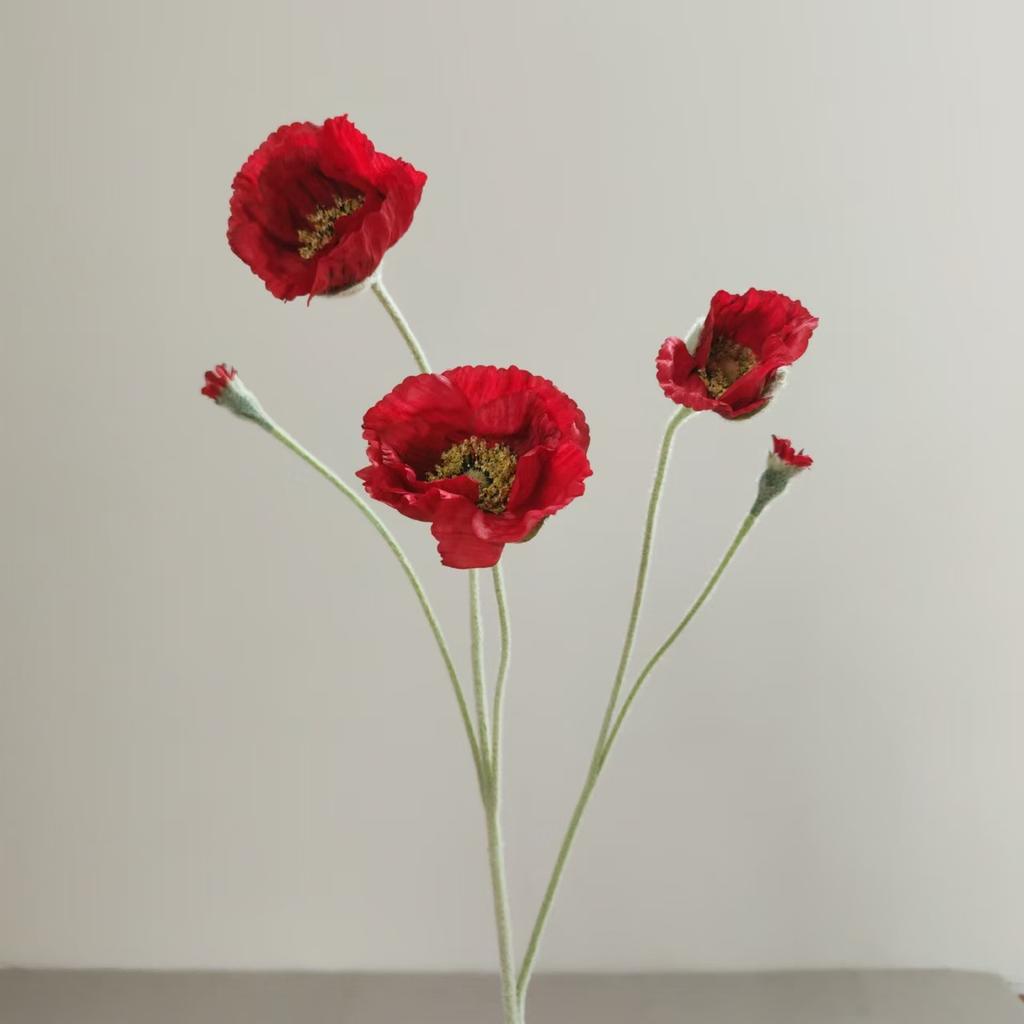 Artificial Flowers Long Stem Fake Poppy Silk Flowers Housewarming Garden Home Table Wedding DIY Wedding Party Bouquet Decoration