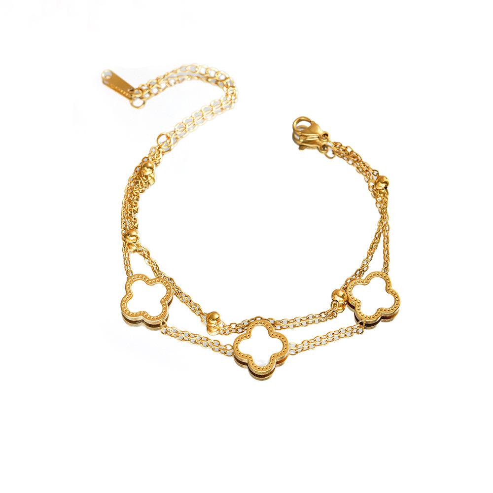 Fashion Bracelet Four-leaf Clover 18k Titanium Steel Bracelet Light Luxury Senior Sense of Female Bracelet Simple Niche Hand Jewelry
