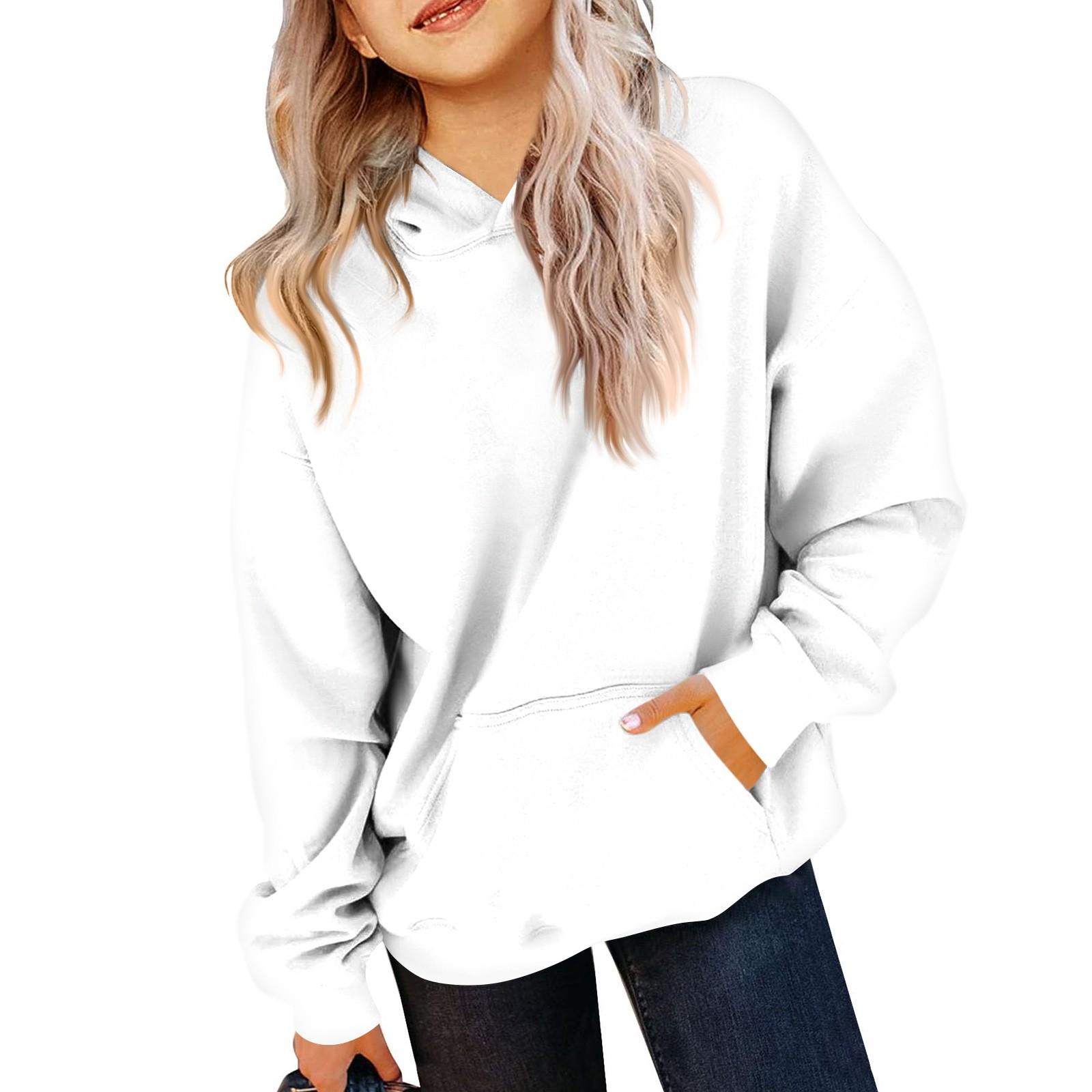 

Детская толстовка с капюшоном для мальчиков и девочек, однотонная, с длинными рукавами и карманом 150 белый