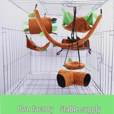Set di peluche per piccoli animali domestici: Amaca Foglia per Criceti, Tunnel Zip Line, Altalena, Nido Caldo in Cotone per Ratti Fancy e Scoiattoli.