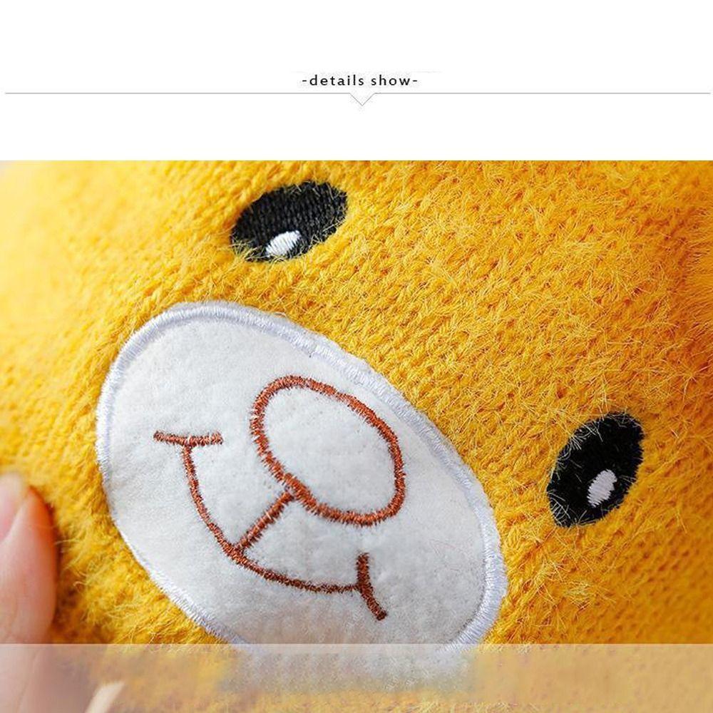 Neck Cover Baby Knitted Hat Keep Warm Bonnets Cute Bear Earflap Hat  Toddler Boy Girl