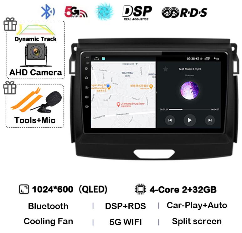 Android 14 Carplay Auto Car Radio Stereo For Ford Ranger 2015 2016 2017 2018 2019 2020 GPS Multimedia Autoradio Player Head unit