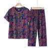 Elderly Women's Summer Cotton Short-Sleeve Two-Piece Set