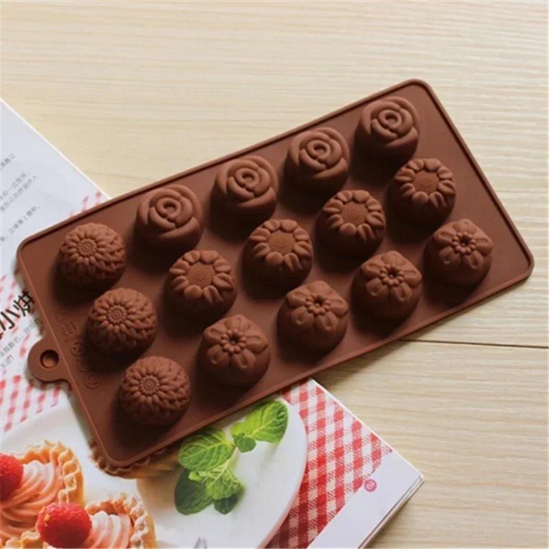 Non Stick Different Styles Chocolate Molds Silicone 15 Cavity Molds 100% Food Grade Silicone Moulds for Chocolate Gummy Candy