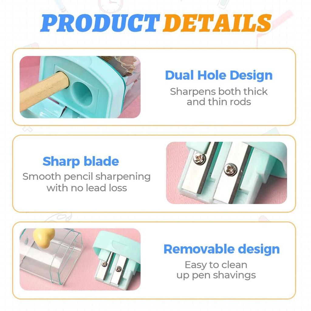 Double Hole Pencil Sharpener With Lid Portable For Classroom & Home Use Sharpener For Colored Standard Pencils