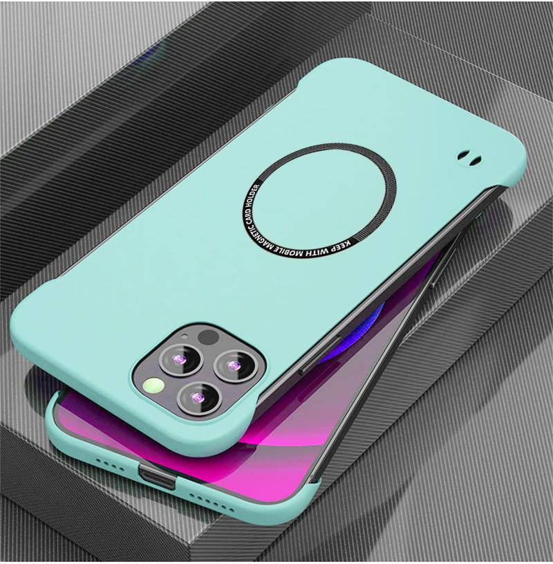 UltraThin Frameless For iPhone 14 15 Pro Max Plus 13 12 11 Pro Mini XS Max Magsafe Magnetic Wireless Charging Hard PC Case