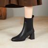Fashion Fashiong French Retro Square Toe Women Shoes High Heeled Knitted Short Boots Temperament Thick Heeled Socks Boots 2025