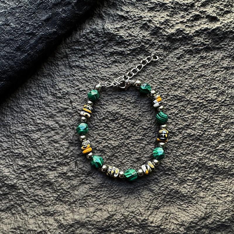 Vintage Malachite Beaded Bracelet For Men Women Handmade Geometric Jewelry Gift For Summer 2025