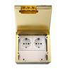 Goldene Edelstahl-Klappdeckel-Bodensteckdosenbox, Deutscher Standard, Reines Flaches Verdecktes Design.
