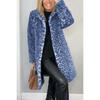 Cappotto da donna con revers, monopetto, stampa leopardata, finta pelliccia, lunghezza media