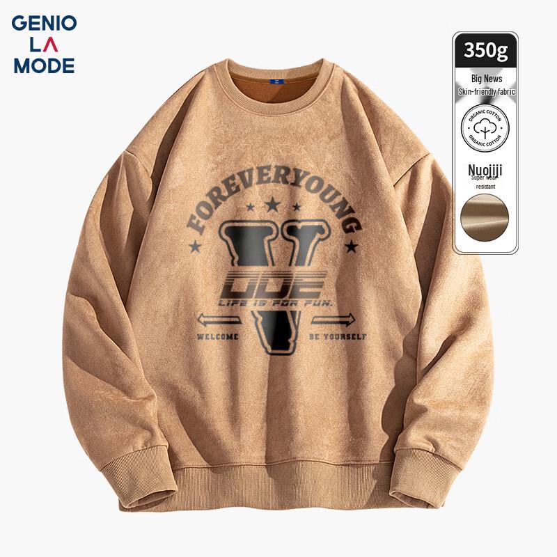 

GENIOLAMODE Men s Suede Velvet Sweatshirt 2XL