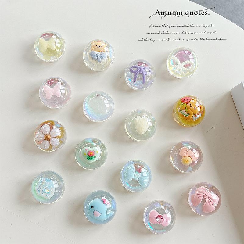 Wind Girl Heart Flower Bow Bear Transparent Airbag Mobile Phone Holder Paste Desktop Watch Chasing Drama