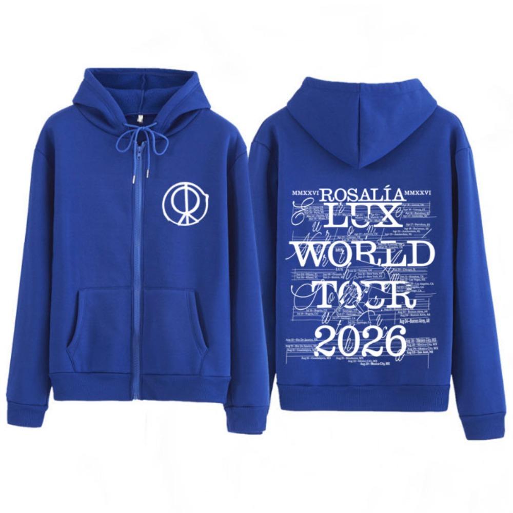Singer Rosalia Lux Album Tour Print Graphic Zipper Hoodie Men Women Fashion Pullover Long Sleeves Tracksuit