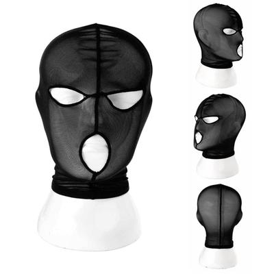 Seksuali juodų nėrinių kaukė permatomas viso veido gaubtas mada cosplay galvos apdangalas vakarėliams
