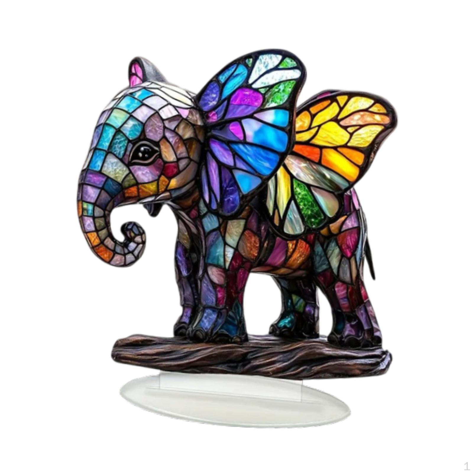 

2D Elephant Acrylic Sign Desktop Ornament Decor Colorful Collectible Tabletop Decoration Decorative