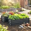 Set of 2 Raised Beds for Garden, Galvanised Outdoor Planters for Herbs Vegetables, Use for Patio Balcony, Grey