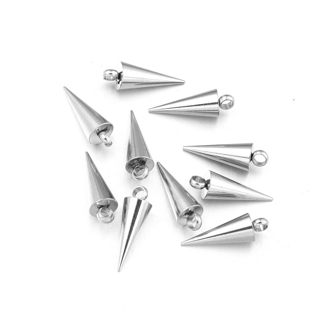 10pcs Stainless Steel Cone Charms Pendants for Jewelry Making Retro Bullet Spike Beads Charms for Women Man Hoop Earring Making