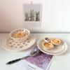 New French Retro Small Flower Relief Ceramic Western Steak Pasta Plate Yogurt Salad Bowl Dessert  Dish  Serving