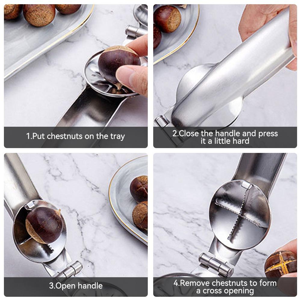 Stainless Steel Chestnut Clip Nutcracker, Walnut Opener & Nut Shelling Tool,Multifunctional Pliers Gadget for Easy Shell Removal