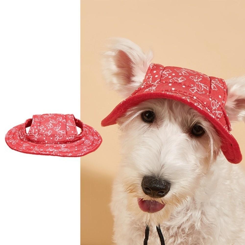 

Adjustable Dog Fisherman Hat Red Bow Dog Sunscreen Hat Soft Pet Baseball Cap Walking 3.5-6kg красный