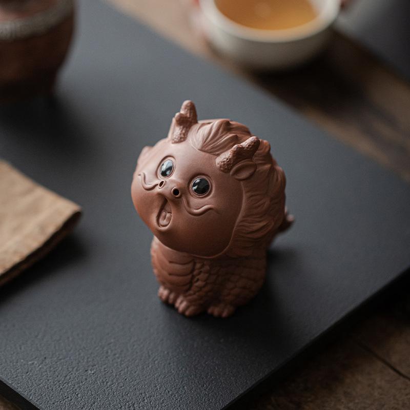 Purple Clay Tea Pet  Boutique Can Be Raised To Attract Wealth, Divine Beasts, Dragon Playing with Tea Sets, Tea Tables Lids
