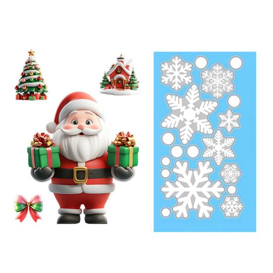 Static Cling Decals Christmas Window Clings, Reusable with Santa Snowman Snow Removable House Designs, Double Sided Glass Stickers for Holiday