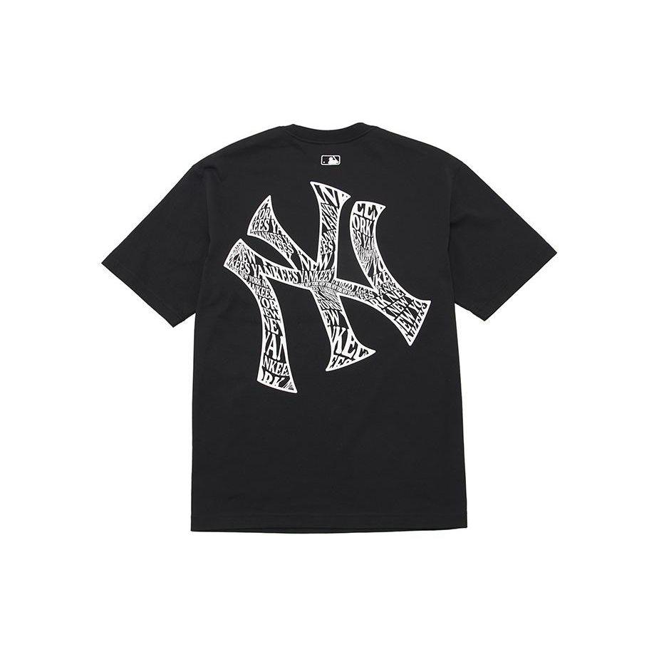 MLB Einfarbiges Logo Rundhals Gedrucktes Kurzarm-T-Shirt Unisex Oberteile Schwarz 3ATSU0143-50BKS L gray