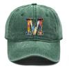 3D Artwork Alphabet A-Z Print Unisex Snapback Baseball Hat Washed Cotton Non-Stretch Fabric Baseball Cap Adjustable Sun Hat
