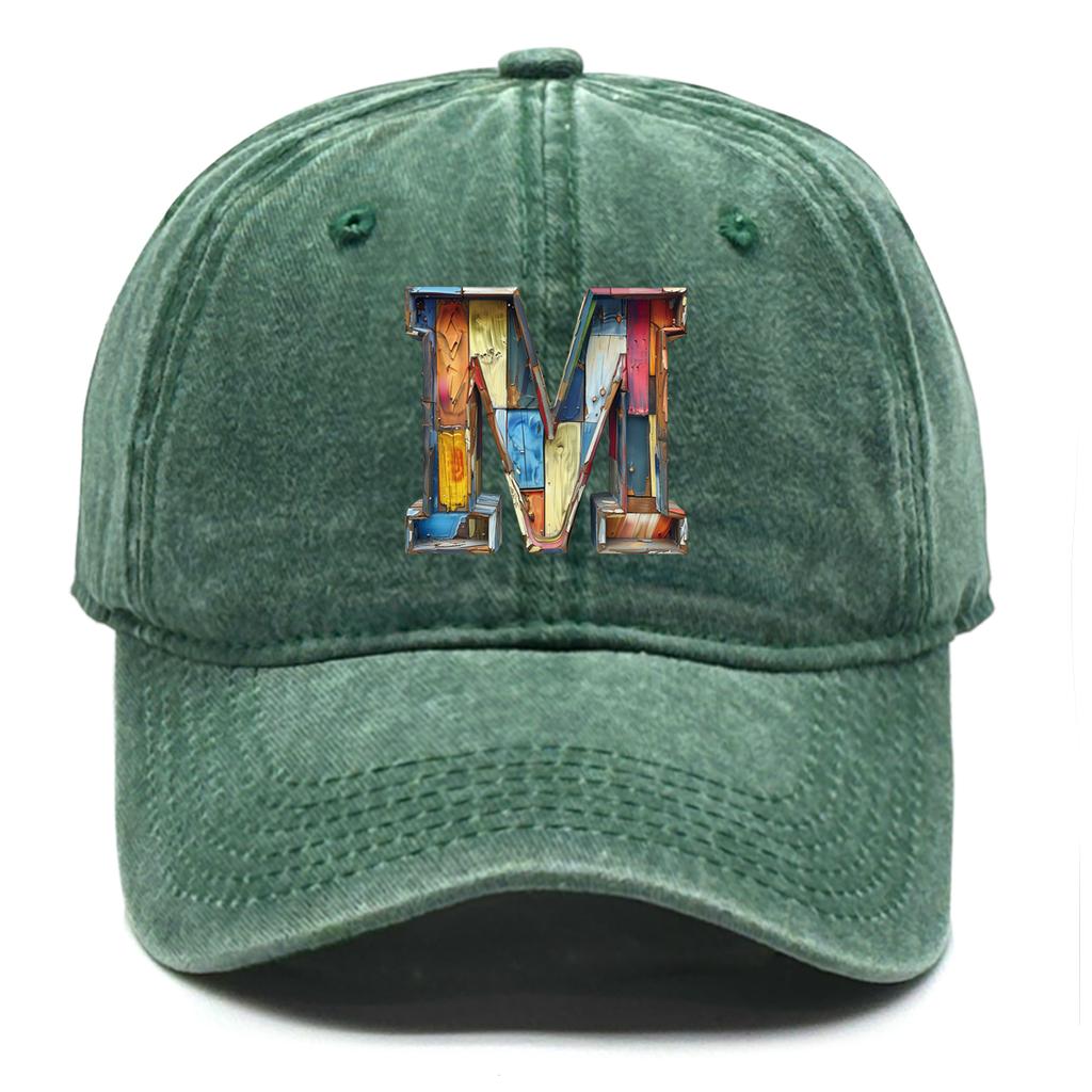 3D Artwork Alphabet A-Z Print Unisex Snapback Baseball Hat Washed Cotton Non-Stretch Fabric Baseball Cap Adjustable Sun Hat